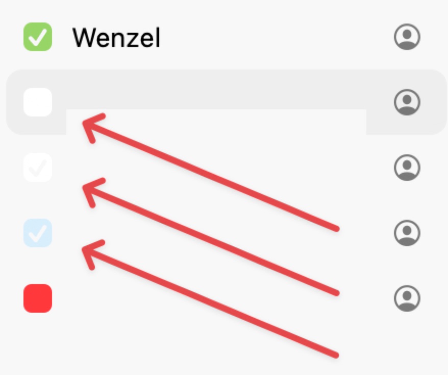 2 x zoom of part of the above screenshot focusing on the checkmarks.