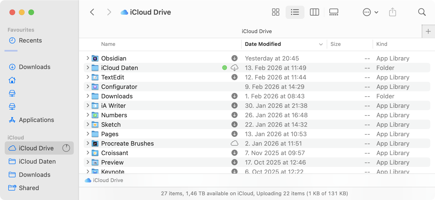 Screenshot of iCloud Drive viewed in Finder.