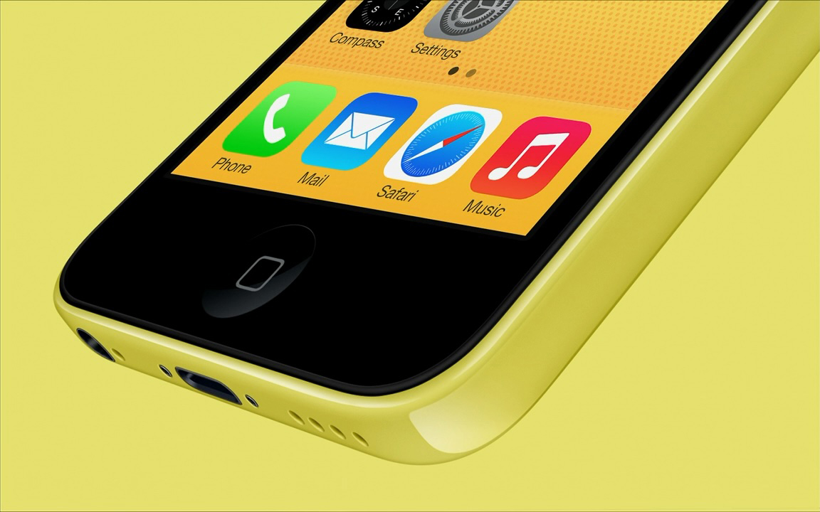 The iPhone 5C in glossy yellow.